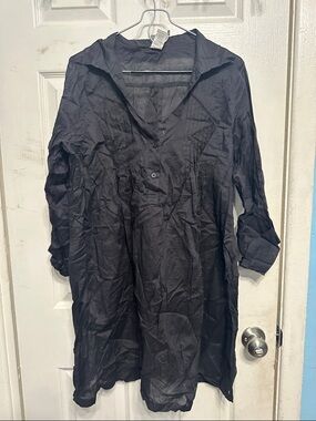 Kenneth Cole Black Lightweight Button-Front Trench Tunic